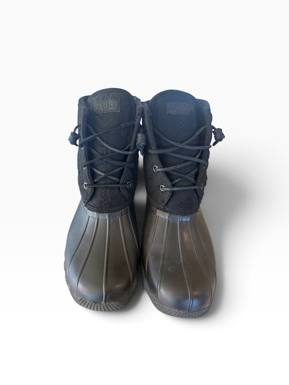 Sperry Saltwater Black Quilted Duck Boots Women’s 9M